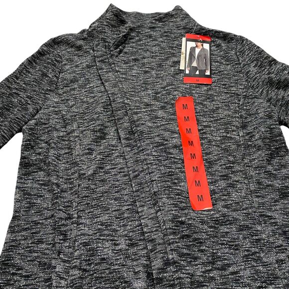 G.H. Bass & Co Heather Gray Sporty Asymmetrical Zip Sweater sz M Mock Neck - Picture 2 of 13